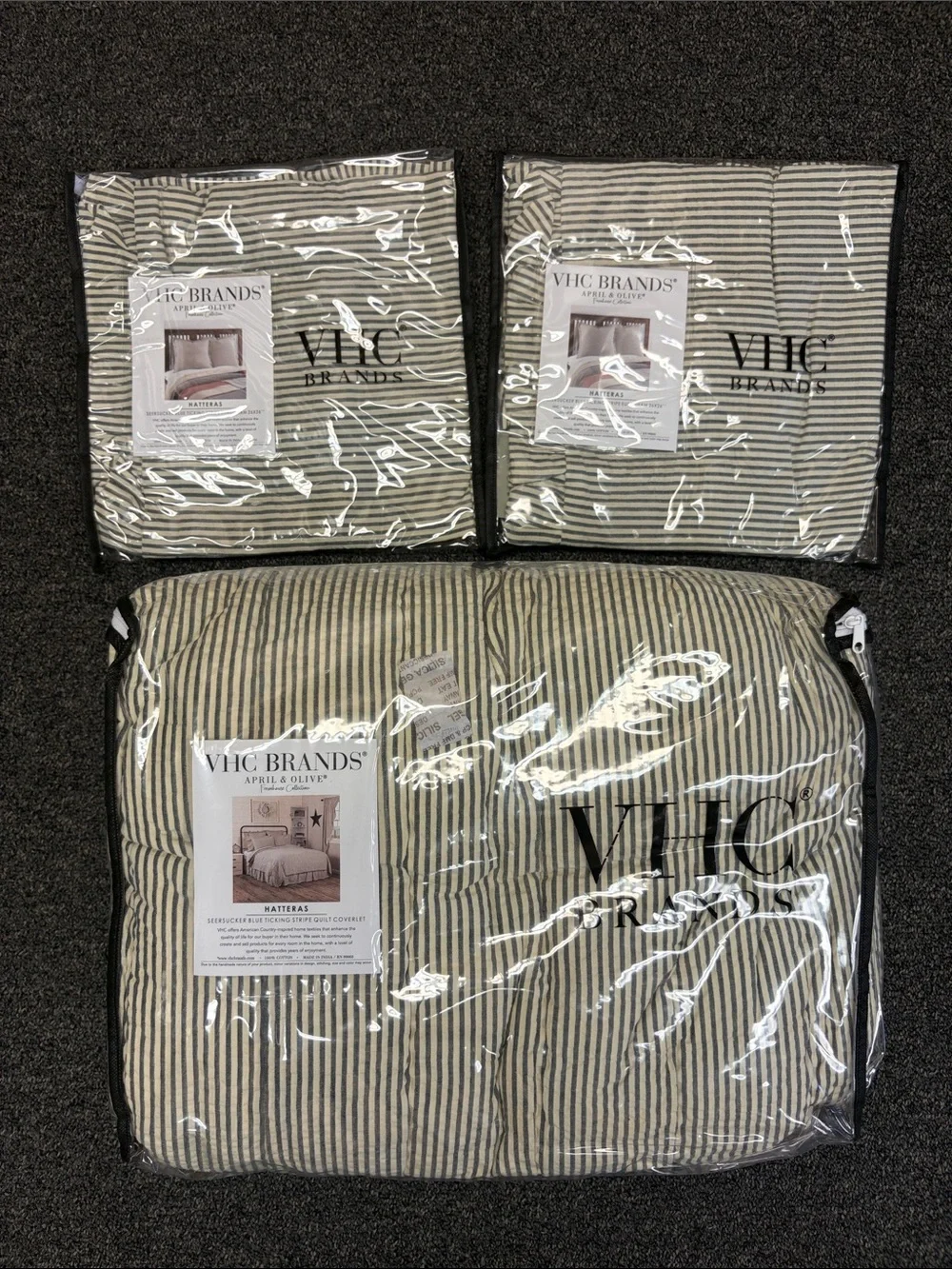 VHC Brands Striped Comforter Set in Cream & Black